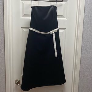 Jessica McClintock size 8 satin black & white strapless cocktail dress